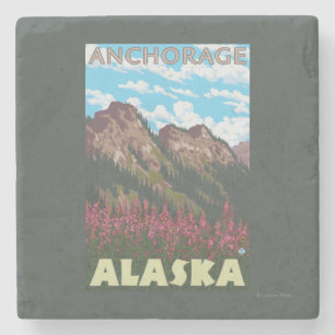Fireweed & berg - ankring, Alaska Stenunderlägg