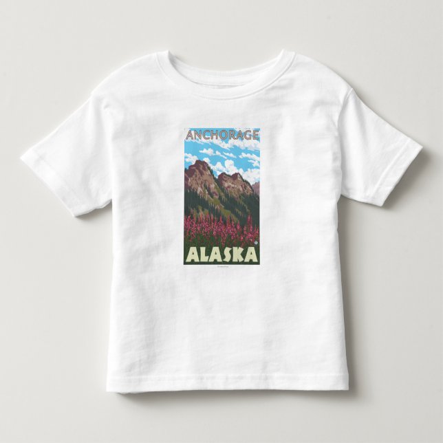 Fireweed & berg - ankring, Alaska Tee Shirt (Framsida)