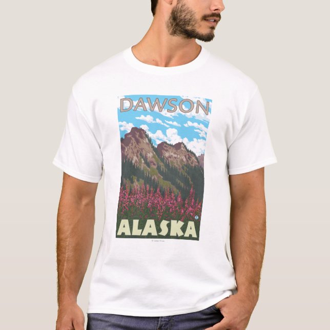 Fireweed & berg - Dawson, Alaska T Shirt (Framsida)