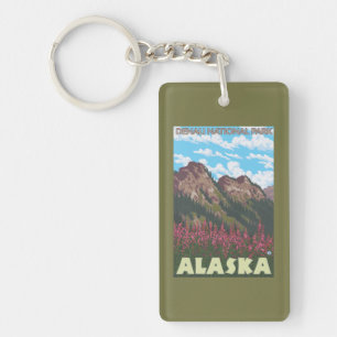 Fireweed & berg - Denali nationalpark,