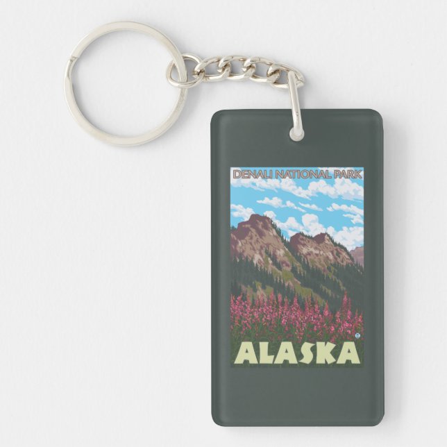 Fireweed & berg - Denali nationalpark, (Framsidan)