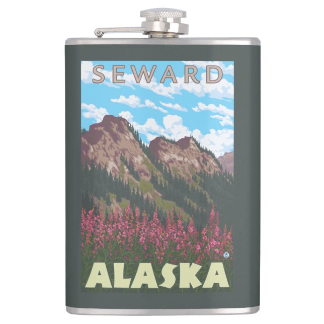 Fireweed & berg - Seward, Alaska Fickplunta (Framsidan)