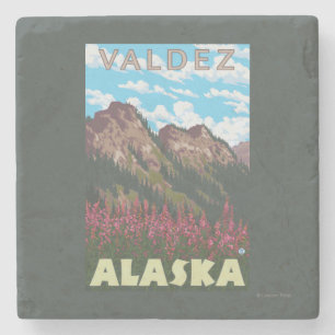 Fireweed & berg - Valdez, Alaska Underlägg Sten