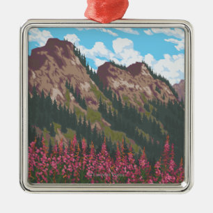 Fireweed & berg - Yukon, Alaska Julgransprydnad Metall
