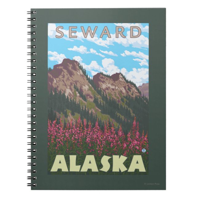 Fireweed & Mountain - Seward, Alaska Anteckningsbok (Framsidan)