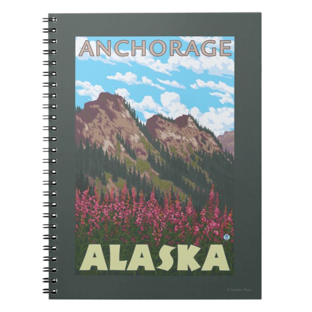 Fireweed & Mountains - Anchorage, Alaska Anteckningsbok (Framsidan)