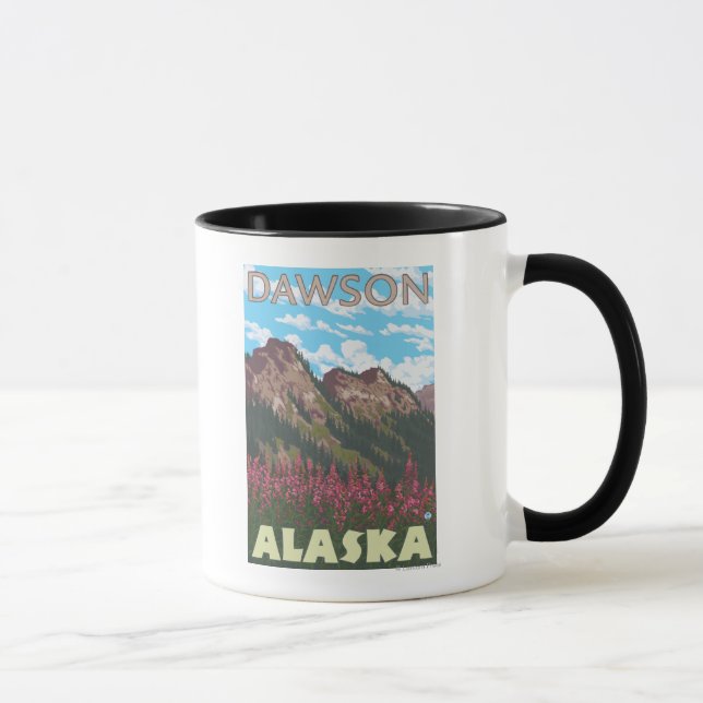 Fireweed & Mountains - Dawson, Alaska Mugg (Höger)