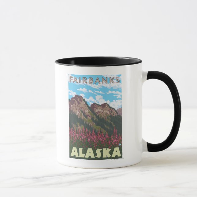 Fireweed & Mountains - Fairbanks, Alaska Mugg (Höger)