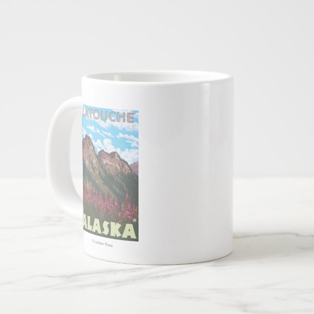 Fireweed & Mountains - Latouche, Alaska Jumbo Mugg (Framsida vänster)
