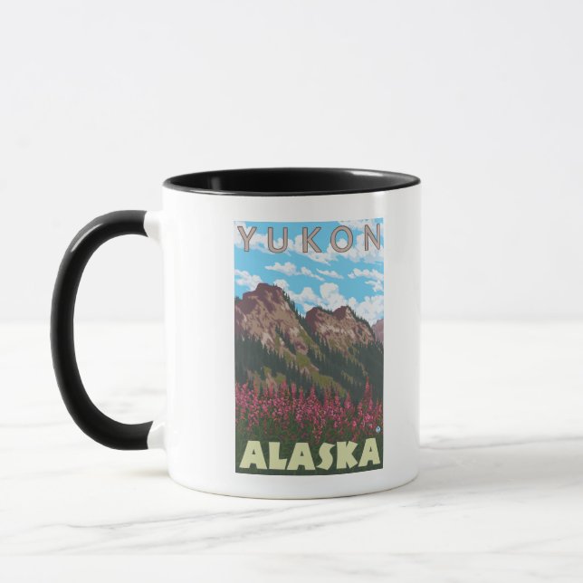 Fireweed & Mountains - Yukon, Alaska Mugg (Vänster)