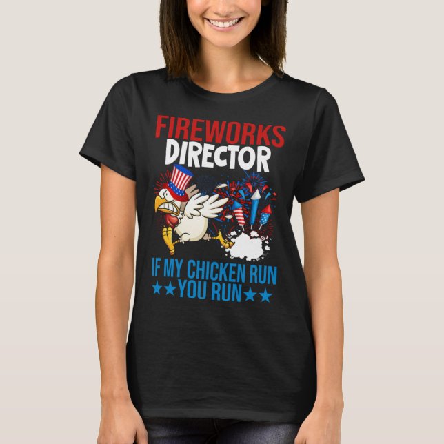 Firework Director Happy 4th Of July American Flag  T Shirt (Framsida)