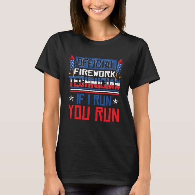 Firework Technician 4th Of July American Flag T Shirt (Framsida)