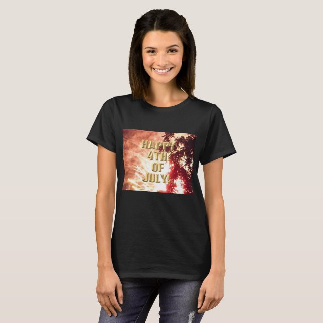 Fireworks 12 4:e juli, svart skjorta t shirt (Hel framsida)
