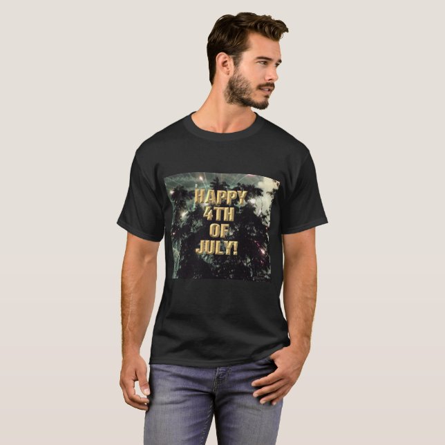 Fireworks 13 4:e juli manar svart skjorta t shirt (Hel framsida)