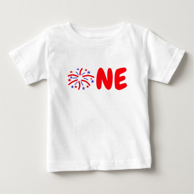Fireworks 1:a Birthday Baby T-Shirt (Framsida)