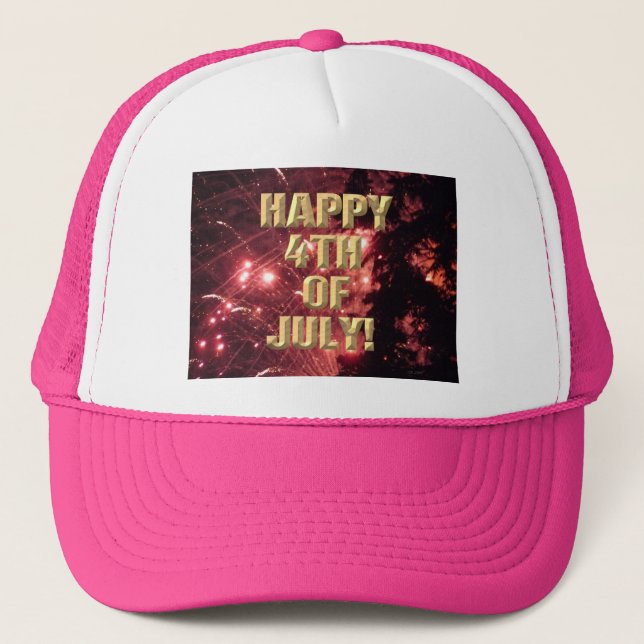 Fireworks 3 4:e juli-truckerkepsen shock rosa keps (Framsida)