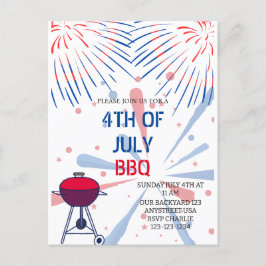 Fireworks 4:e juli BBQ-inbjudan Vykort