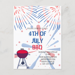 Fireworks 4:e juli BBQ-inbjudan Vykort