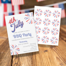 Fireworks 4:e juli BBQ Party-inbjudan