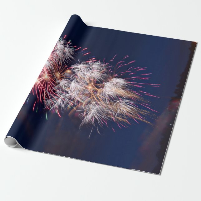 Fireworks 4:e juli Independence day Presentpapper (Utrullad)