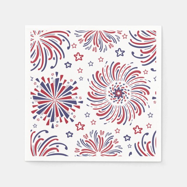 Fireworks 4:e juli Napkins Pappersservett (Framsidan)
