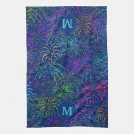 Fireworks 4:e juli, sommaren Mönster | Monogrammet Kökshandduk