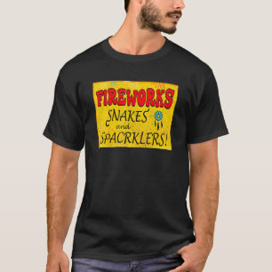 Fireworks American Flagga Snakes och Sparklers 4th T Shirt