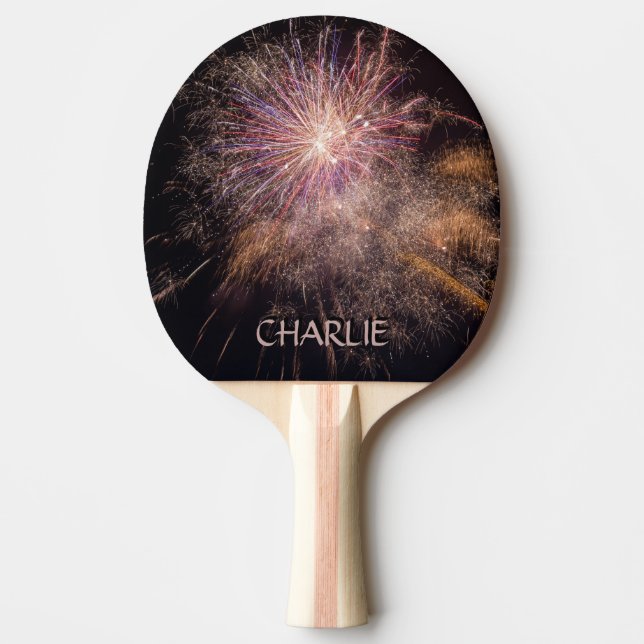 Fireworks anpassningsbar monogram ping pong paddle pingisracket (Framsidan)