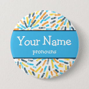 Fireworks AroAce Sunset Pride Flagga Pronouns Namn Knapp