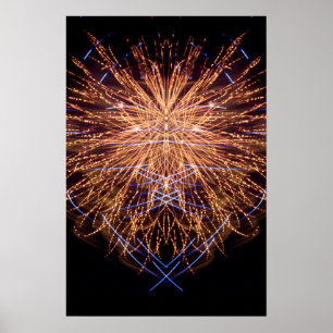 Fireworks Art: Guld och Blue 2 Poster