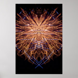 Fireworks Art: Guld och Blue 2 Poster