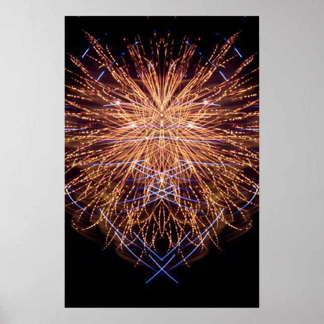 Fireworks Art: Guld och Blue 2 Poster (Framsidan)