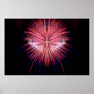 Fireworks Art: Red and White Poster
