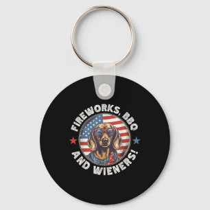 Fireworks Bbq& Wieners Funny Weiner Hund juli Nyckelring