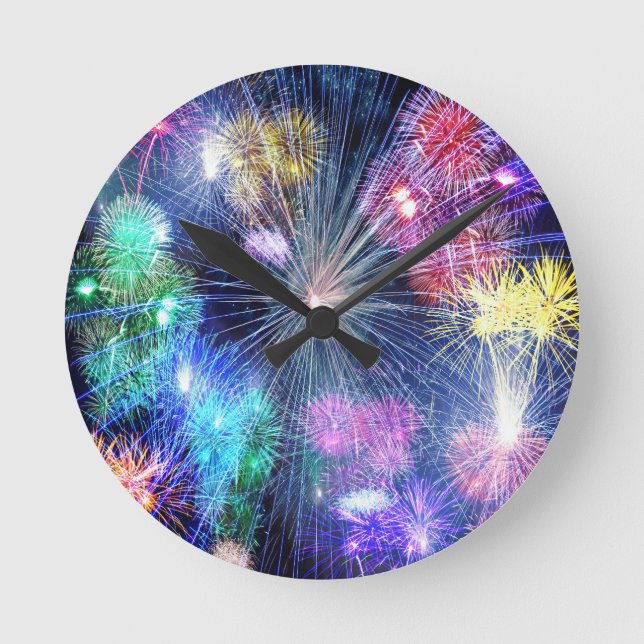 Fireworks Blast Rund Klocka (Framsida)
