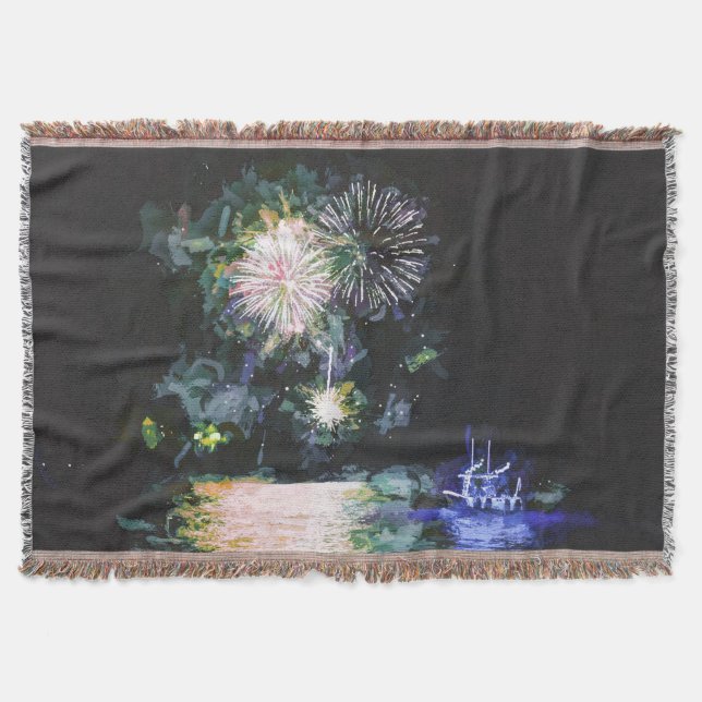Fireworks Boat Artsy Watercolor Ocean Filt (Framsidan)
