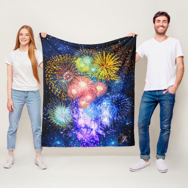 Fireworks Bursts Fleece Blanket (På plats)
