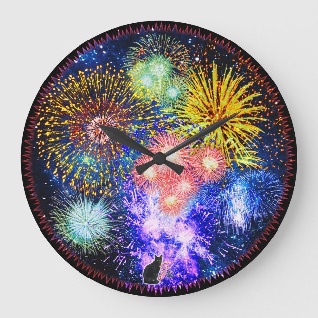 Fireworks Bursts-klocka Stor Klocka (Framsida)