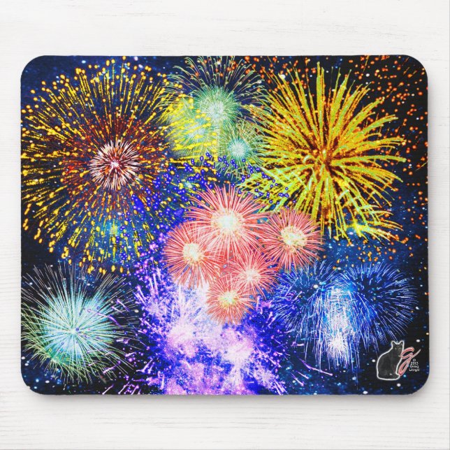 Fireworks Bursts Mouse Pad Musmatta (Framsidan)