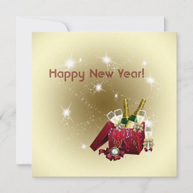 Fireworks Champagne Confetti Nyårsafton Party Inbjudningar (Framsida)