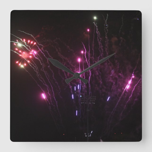 Fireworks Clocks Fyrkantig Klocka (Framsida)