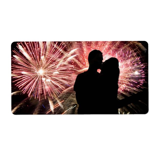 Fireworks Couple Kissing Silhouette Fraktsedel (Framsidan)