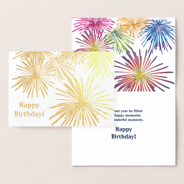 Fireworks Design Birthday Card Folierat Kort (Display)