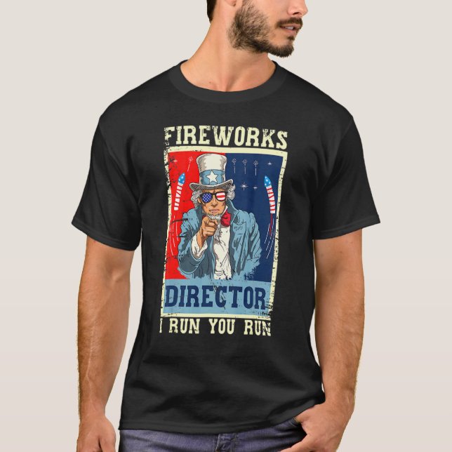 Fireworks Director farbror Sam Retro I Springa You T Shirt (Framsida)
