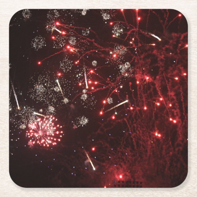 Fireworks Drink Coasters Underlägg Papper Kvadrat (Framsidan)