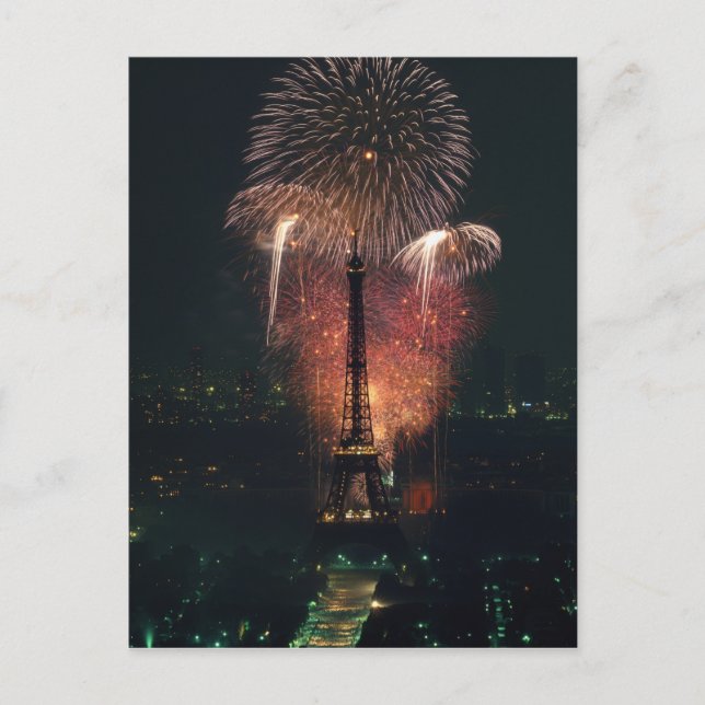 Fireworks, Eiffel Torn, Paris, Frankrike Vykort (Framsida)
