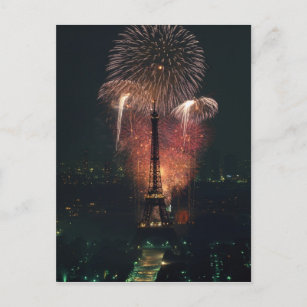 Fireworks, Eiffel Torn, Paris, Frankrike Vykort