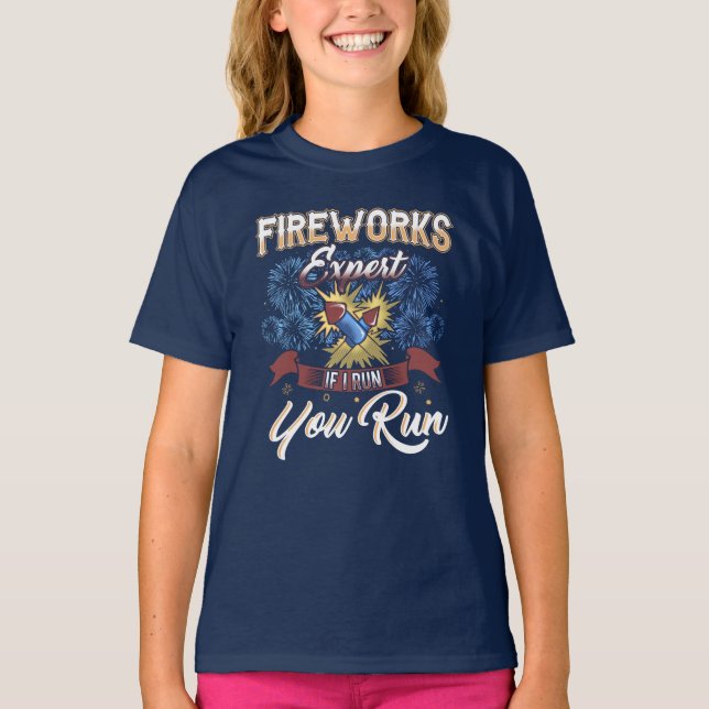 Fireworks Expert Springa om jag Springa Humor 4 ju T Shirt (Framsida)