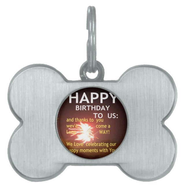Fireworks Firande med Tack Message Namnbricka Husdjur (Framsidan)