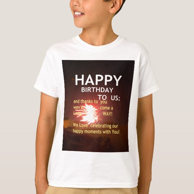 Fireworks Firande med Tack Message Tee Shirt (Framsida)